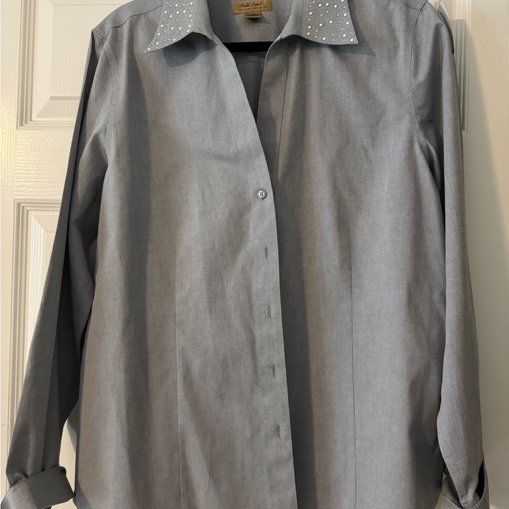 Gold Label Investments Long Sleeve Shirt with Studded Collar